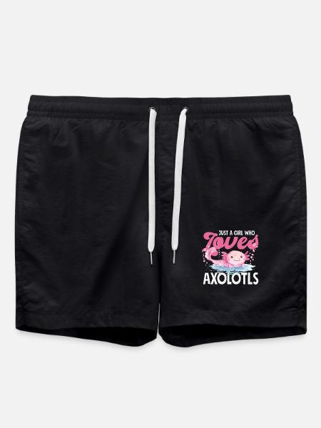 Cute Axolotl Kawaii Axolotl Lover - Swim Trunks - black