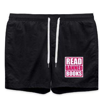 Lire des livres interdits Verbotene Bücher Lesen Freiheit - Short de bain - noir - Devant - AI Model Male 185 light (185cm)
