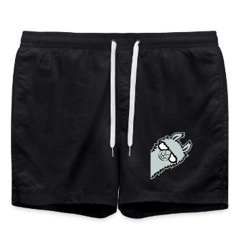 Lama Lugend Selbstgefällig Brille Nerd Lustig Tier - Badeshorts - Schwarz - Vorne - AI Model Male 185 light (185cm)