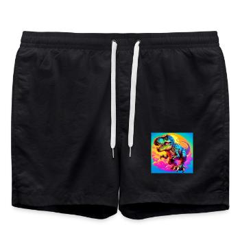 Dinosaurier - Badeshorts - Schwarz - Vorne - AI Model Male 185 light (185cm)