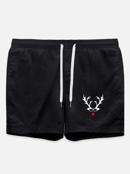 Rudolph with glasses silhouette design - Swim Trunks - black