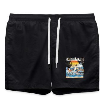 Griechenland Urlaub Vintage Strand - Badeshorts - Schwarz - Vorne - AI Model Male 185 light (185cm)