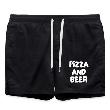 pizza and beer - Swim Trunks - black - Front - AI Model Male 185 light (185cm)