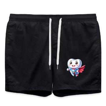 Dentiste Super-héros Dents Dents Dents Héros Se Brossant les Dents - Short de bain - noir - Devant - AI Model Male 185 light (185cm)