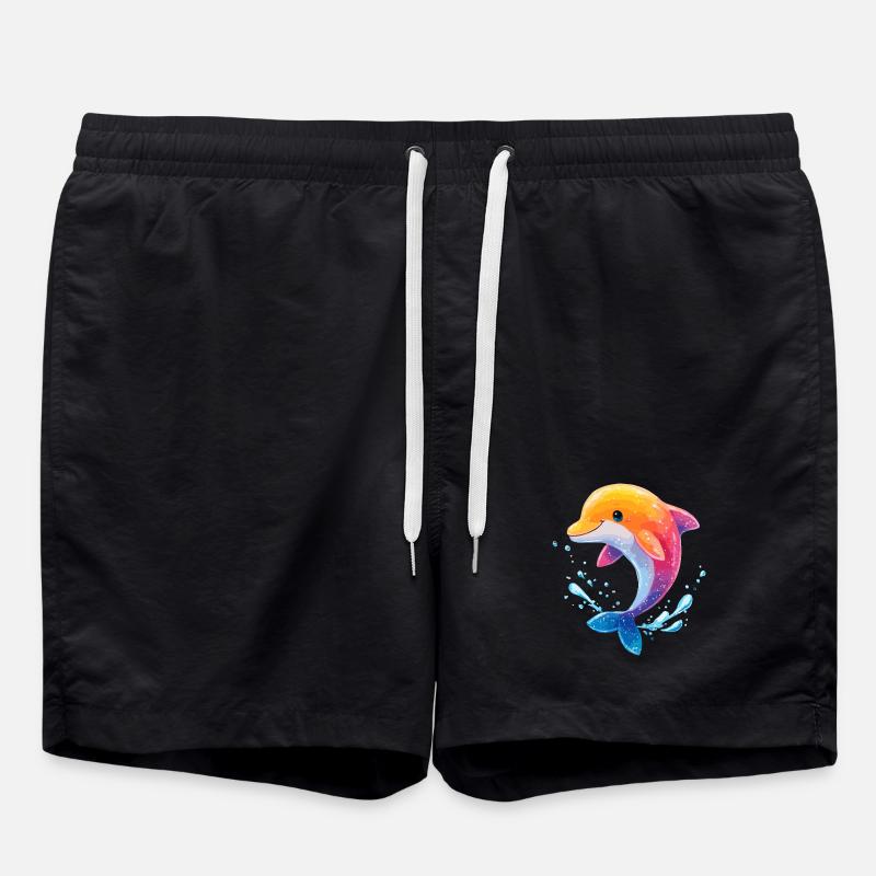 Farbiger Delfin Spritz - Badeshorts - Schwarz