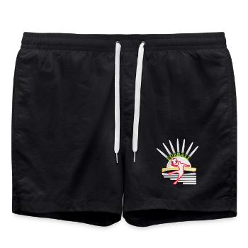 Kicker dans un design de football en cercle solaire - Short de bain - noir - Devant - AI Model Male 185 light (185cm)