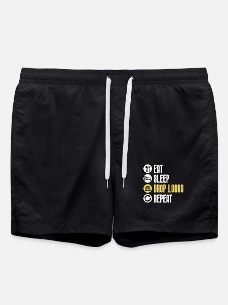 Eat Sleep Drop Loads Repeat Funny Trucker - Swim Trunks - black