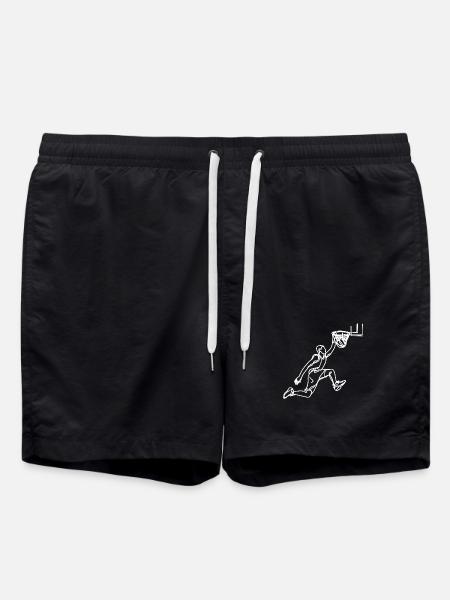 Basketball Coach Drawing - Swim Trunks - black