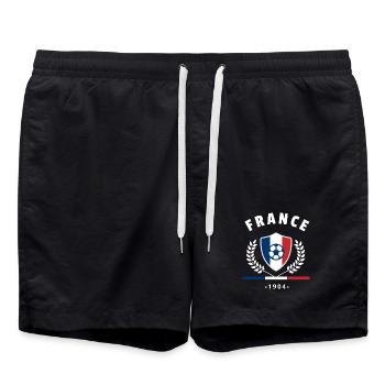 Retro France Football Fan T-shirt - Badeshorts - Schwarz - Vorne - AI Model Male 185 light (185cm)