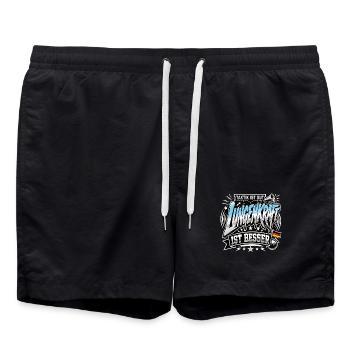 Taktik ist gut, Lungenkraft ist besser - Badeshorts - Schwarz - Vorne - AI Model Male 185 light (185cm)