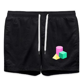Blocs de couleur en géométrie pastel - Short de bain - noir - Devant - AI Model Male 185 light (185cm)