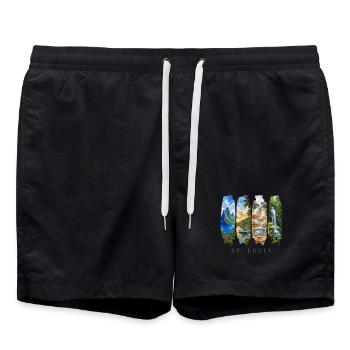 Voyage de vacances à Sainte-Lucie – Plage des Caraïbes et nature - Short de bain - noir - Devant - AI Model Male 185 light (185cm)