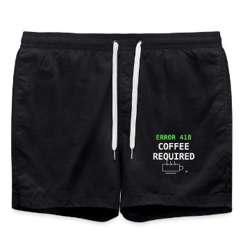 Error 418 Coffee Required IT Nerd Kaffee Geschenk - Badeshorts - Schwarz - Vorne - AI Model Male 185 light (185cm)