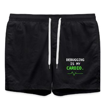 Debugging Is My Cardio IT Humor Geschenk - Badeshorts - Schwarz - Vorne - AI Model Male 185 light (185cm)