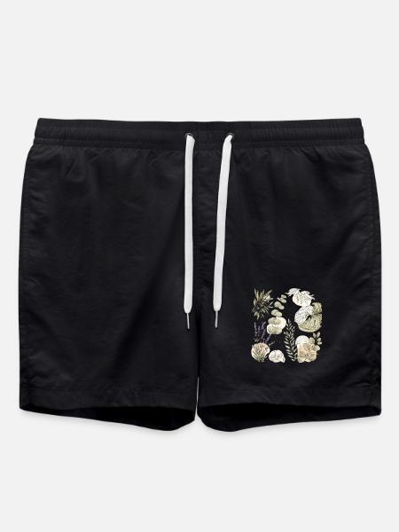 Natürliche Aquarellbotanik - Badeshorts - Schwarz