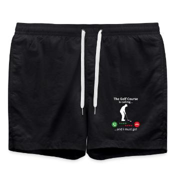 The Golf Course is calling and i must go! golfer - Swim Trunks - black - Front - AI Model Male 185 light (185cm)