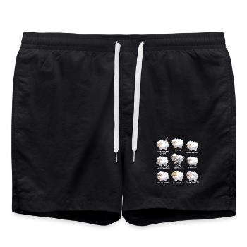 Unschaf & Co. – Lustige Schaf Wortspiele - Badeshorts - Schwarz - Vorne - AI Model Male 185 light (185cm)