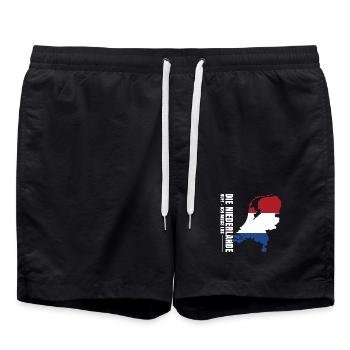 Niederlande Auswandern - Badeshorts - Schwarz - Vorne - AI Model Male 185 light (185cm)