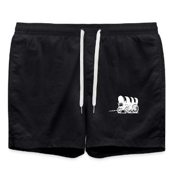Wagon couvert avec bâche rayée - Short de bain - noir - Devant - AI Model Male 185 light (185cm)