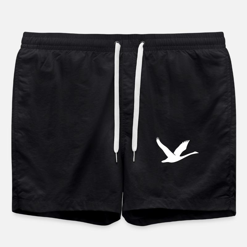 Schöne Schwan Silhouette - Badeshorts - Schwarz