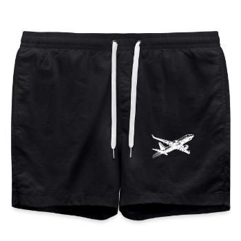 Jet aircraft at cruising altitude - Swim Trunks - black - Front - AI Model Male 185 light (185cm)