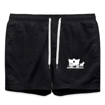 Voyage Chariot couvert avec cheval Ancienne façon de voyager - Short de bain - noir - Devant - AI Model Male 185 light (185cm)