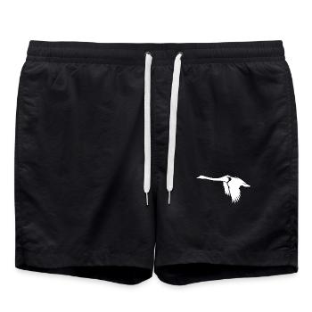 Elegant flying swan on large wings - Swim Trunks - black - Front - AI Model Male 185 light (185cm)