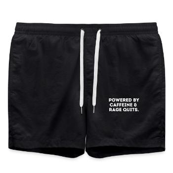 Powered by cafferine & rage quits - Swim Trunks - black - Front - AI Model Male 185 light (185cm)