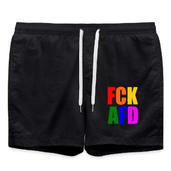 Fck afd - Badeshorts - Schwarz - Vorne - AI Model Male 185 light (185cm)