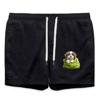 Sweet Companion – Fluffy Joy in a Green Bag - Badeshorts - Schwarz - Vorne - AI Model Male 185 light (185cm)