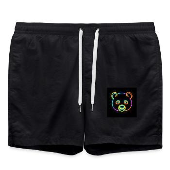 Panda Toby schenkt der Welt ein fröhliches Lächeln - Badeshorts - Schwarz - Vorne - AI Model Male 185 light (185cm)