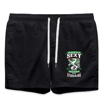 Ich hasse es, aber ich komme Steiermark Statement - Badeshorts - Schwarz - Vorne - AI Model Male 185 light (185cm)