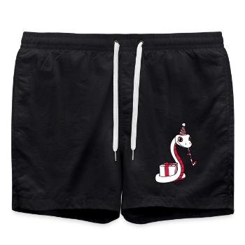 birthday party party gift snake face - Swim Trunks - black - Front - AI Model Male 185 light (185cm)