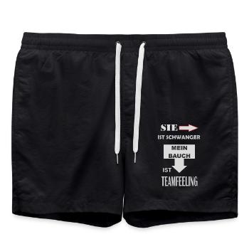 schwanger teamfeeling vater werden - Badeshorts - Schwarz - Vorne - AI Model Male 185 light (185cm)