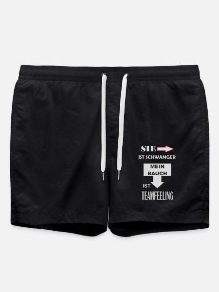 schwanger teamfeeling vater werden - Badeshorts - Schwarz