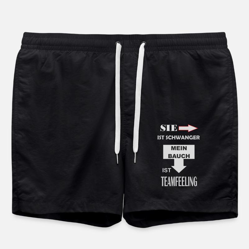 schwanger teamfeeling vater werden - Badeshorts - Schwarz