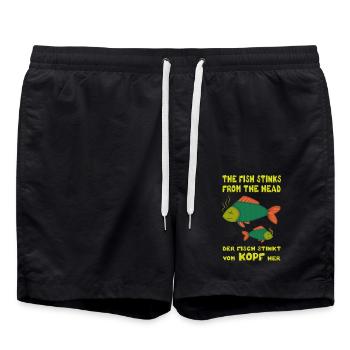 The fish stinks from the head. Fish stinks head - Swim Trunks - black - Front - AI Model Male 185 light (185cm)