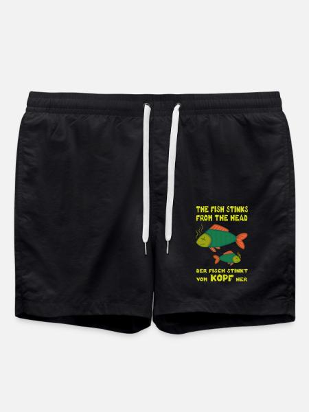 The fish stinks from the head. Fisch stinkt Kopf - Badeshorts - Schwarz