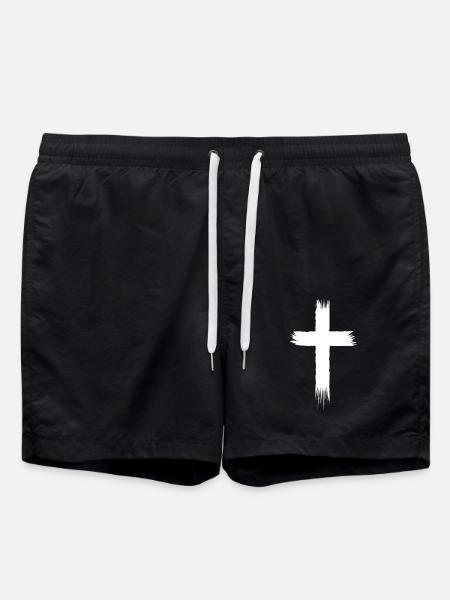 Cross in white - Swim Trunks - black