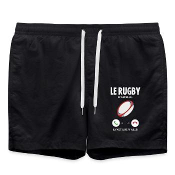 Le Rugby M'appelle Il Faut Que J'y Aille - Short de bain - noir - Devant - AI Model Male 185 light (185cm)