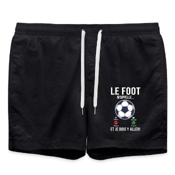 le Foot m'appelle Cadeau Humour football joueur - Short de bain - noir - Devant - AI Model Male 185 light (185cm)