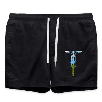 MTB - Alps - Mountains - BIN DER MOTOR - Mountainbike - Swim Trunks - black - Front - AI Model Male 185 light (185cm)