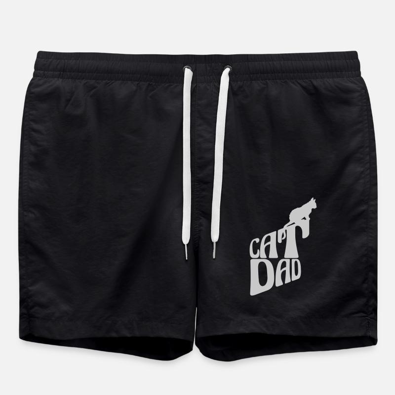 Cat Dad Logo Design - Swim Trunks - black