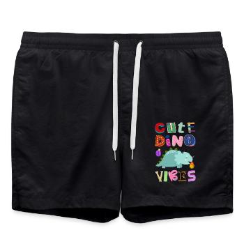 Cute Dino Vibes No. 1 - Badeshorts - Schwarz - Vorne - AI Model Male 185 light (185cm)