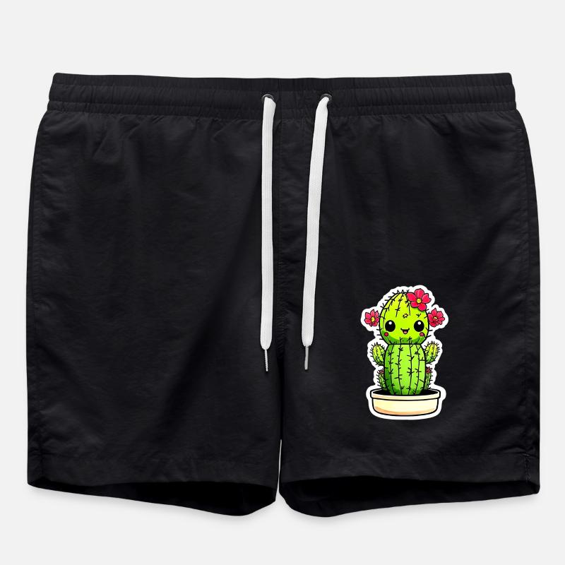 Cactus Mignon Kawaii - Short de bain - noir