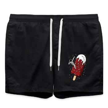 Astronaute -Batonnet glace chocolat - Humoristique - Short de bain - noir - Devant - AI Model Male 185 light (185cm)