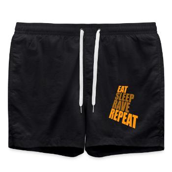 Eat Sleep Rave Repeat Essen Schlafen Raven Spruch - Badeshorts - Schwarz - Vorne - AI Model Male 185 light (185cm)