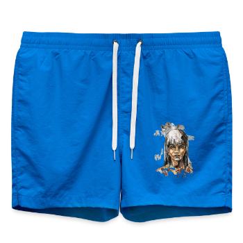 sketch collage asia carographic illustration - Swim Trunks - cobalt blue - Front