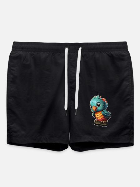 Cartoon Parrot - Swim Trunks - black