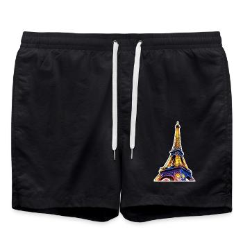Eiffel tower #16 - Short de bain - noir - Devant - AI Model Male 185 light (185cm)